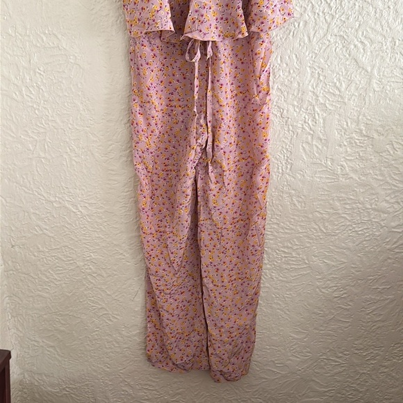 Sonia Rykiel Enfant Silk Pink Yellow Floral Jumpsuit Ruffle Crystal Logo Girl 14 - Picture 4 of 10